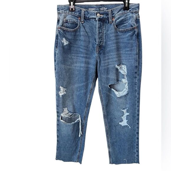 Old Navy high rise slouchy straight distressed jeans size 6 - Picture 1 of 14